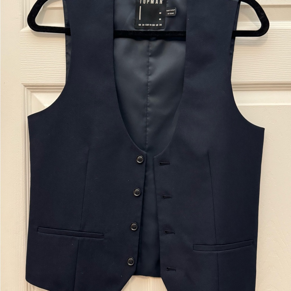 Topman Dark Blue Men's Suit Vest